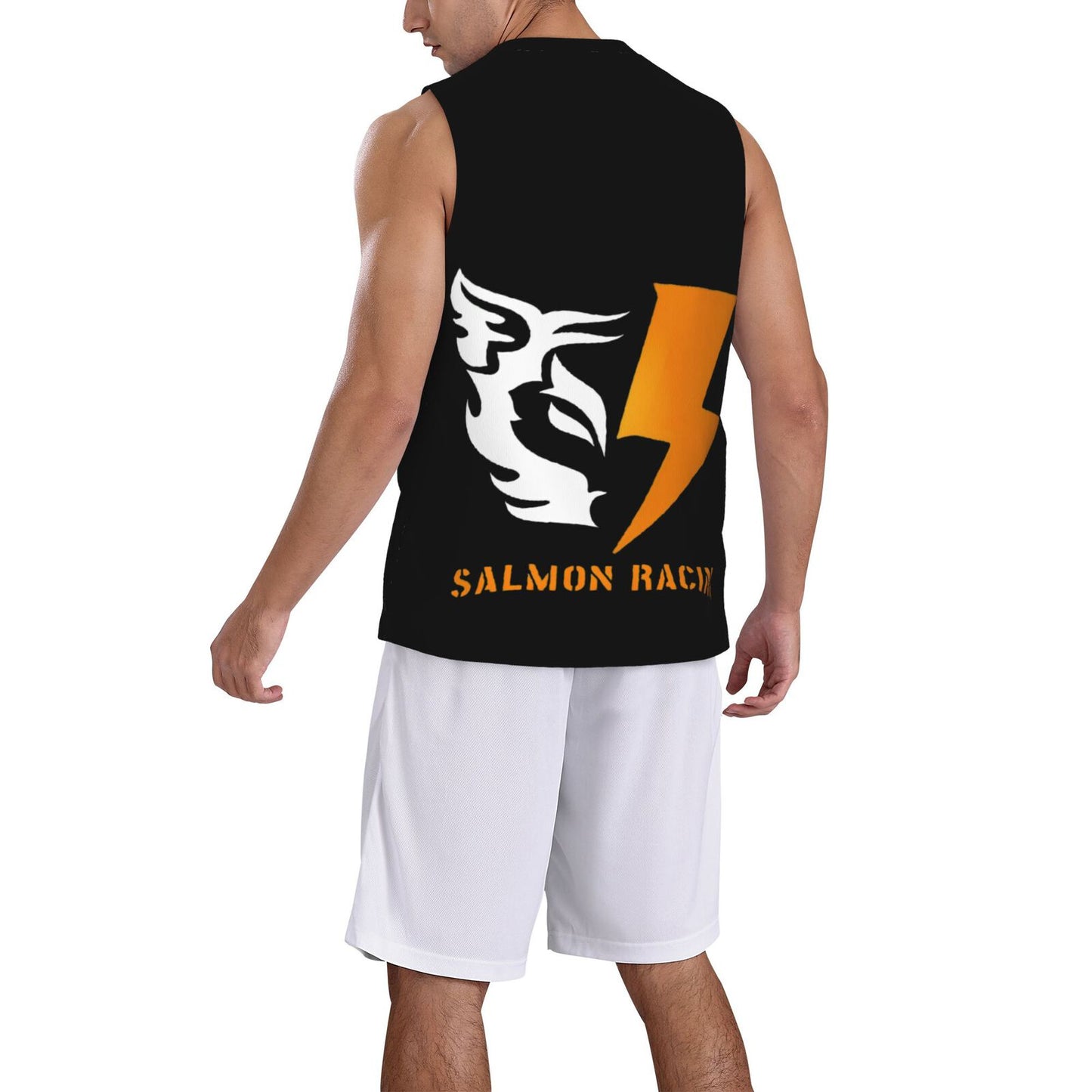 [SALMON RACING] Men's round-neck basketball jersey, lightweight and comfortable, moisture wicking, special clothing for racing games