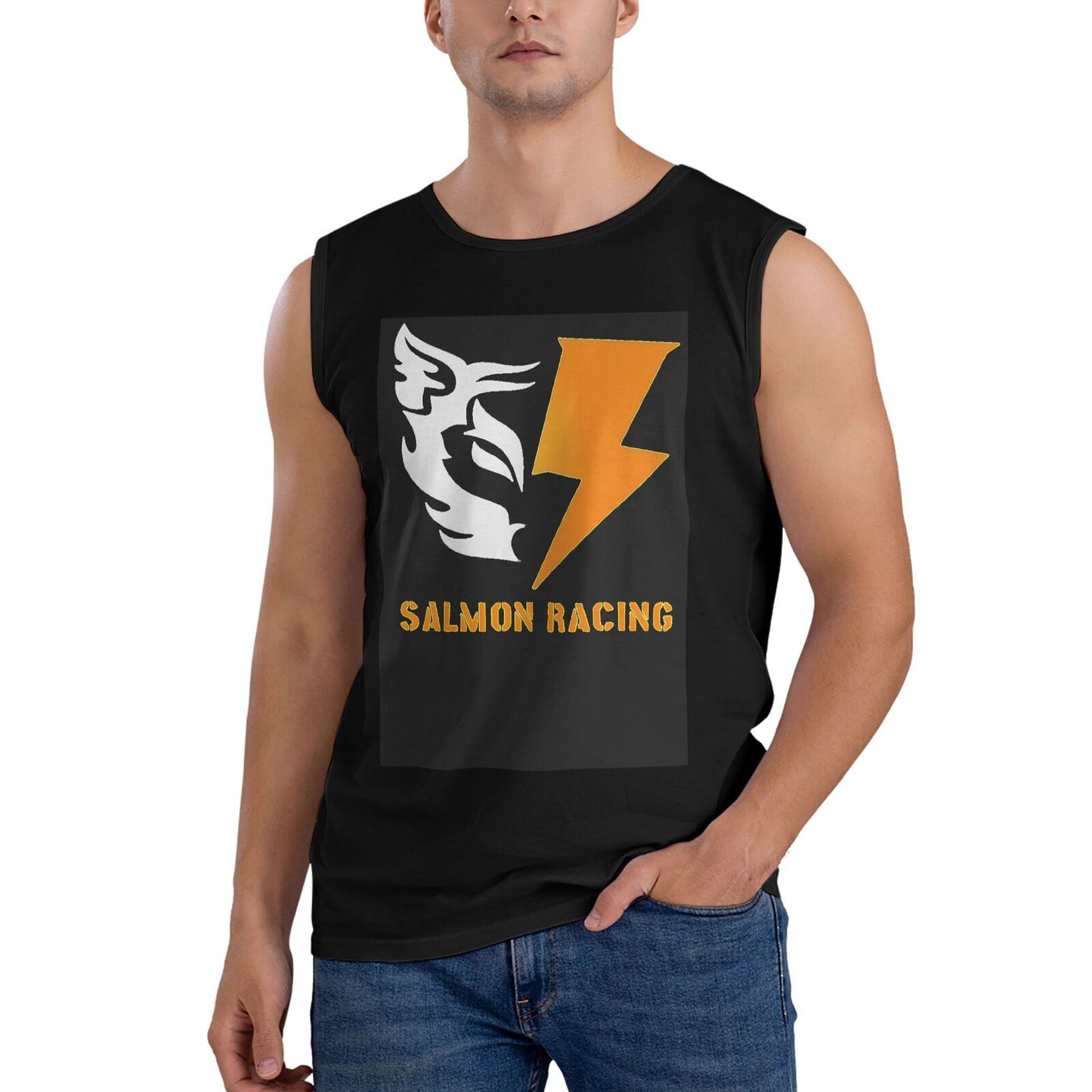 【SALMON RACING】Men's sleeveless T-shirt, soft and comfortable to the touch, special clothing for racing games